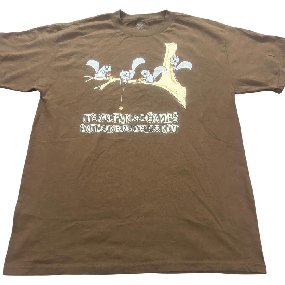 Ink Inc Mens Squirrel Graphic T-Shirt Brown Loses A Nut Funny Humor Tee Large